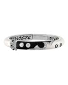 18k White Gold Colorblock Enamel Bangle W/ Diamonds, White/black