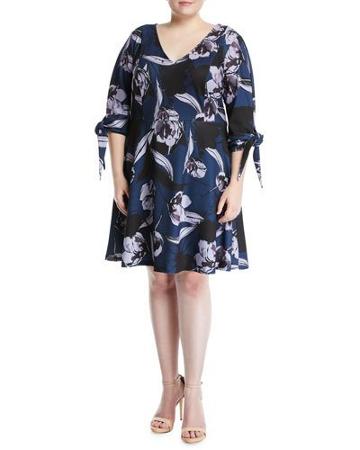 Tie-sleeve V-neck Fit-&-flare Dress,