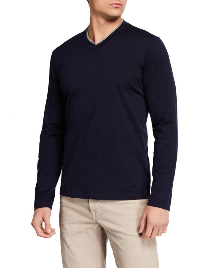 Men's Long-sleeve V-neck T-shirt