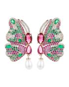 Painted Lady Butterfly Split Crystal Earrings