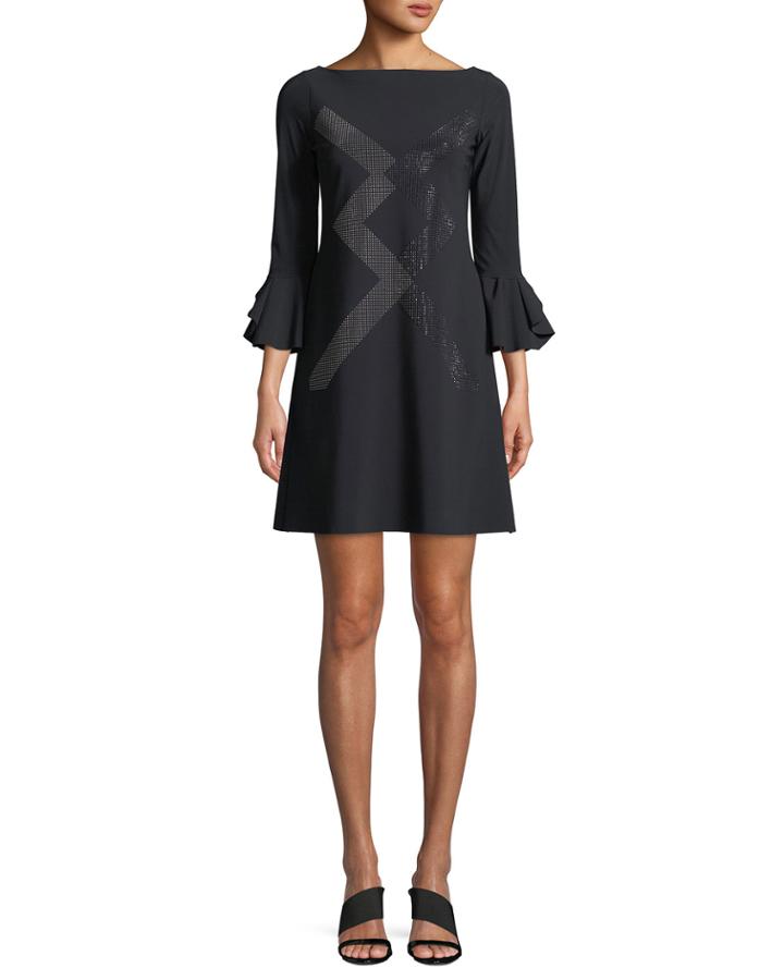 Ornabis Natalia Geometric Mini Dress W/ Trumpet