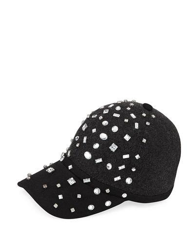 Rhinestone-embellished Wool Felt Baseball Cap