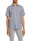 Men's Dash-print Linen/cotton Short-sleeve