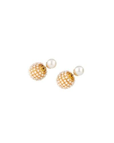 Pearly Burst Front-back Stud Earrings, White