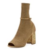 Metallic Stretch-knit 85mm Open-toe Booties