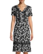 Floral-print Short-sleeve A-line Dress