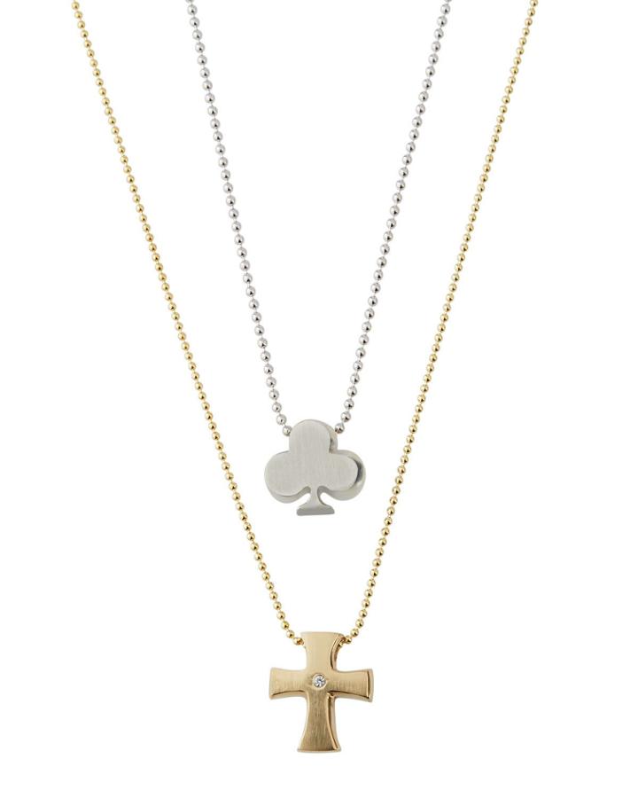 Little Faith Cross & Club Necklace, Two-tone