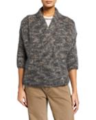 Mohair-cashmere Tweed Cross-front Cardigan