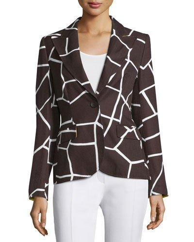 One-button Giraffe-print Jacket,