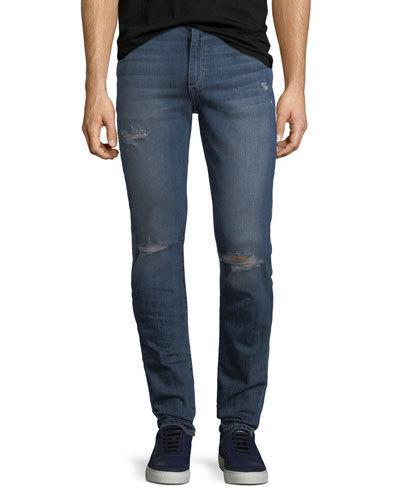 Distressed Slim-fit Straight-leg Jeans