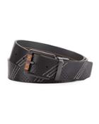 Perforated Leather Reversible Belt, Black/gray