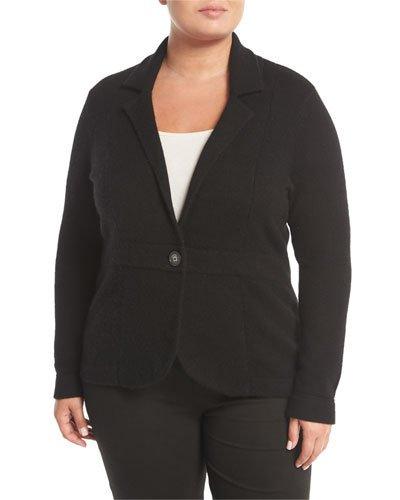 Cashmere One-button Blazer Jacket, Black,