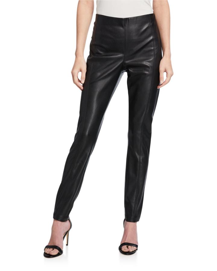 Faux-leather Seamed