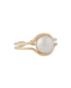 18k Akoya White Pearl Split Ring,