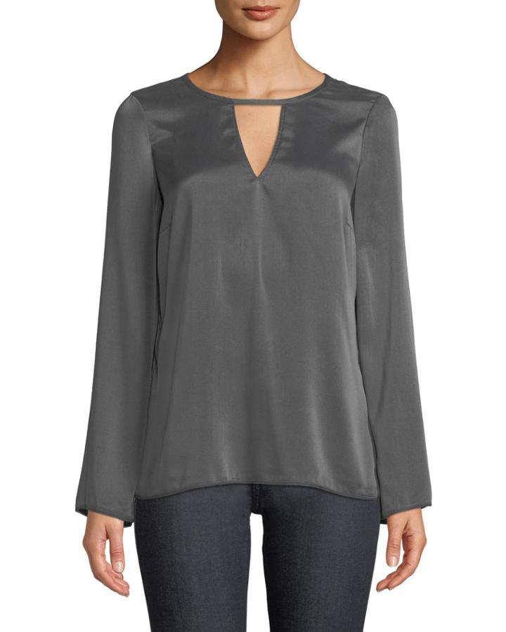Go Window Keyhole-front Dressing Bell-sleeve Blouse
