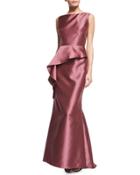 Sleeveless Asymmetric-peplum Gown