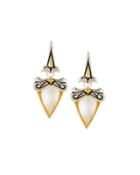 Superstud Two-tone Spiked Crystal Haze Drop Earrings, White