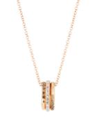 18k Pink Gold Brown & White Diamond Necklace