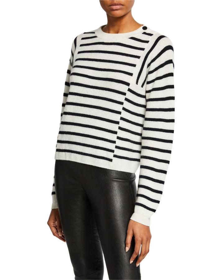 Mixed Stripe Crewneck Long-sleeve Pullover
