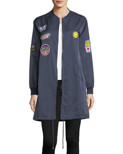 Long Patchwork Bomber Jacket