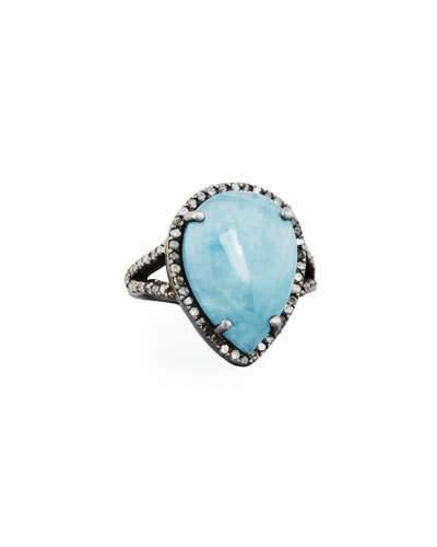 Aquamarine & Diamond Teardrop Cocktail Ring,
