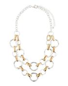 Classic Two-tone Circle Link Double-row Necklace