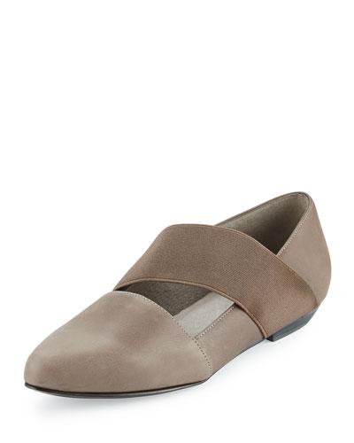 Lend Leather Elasticized Flat, Gray