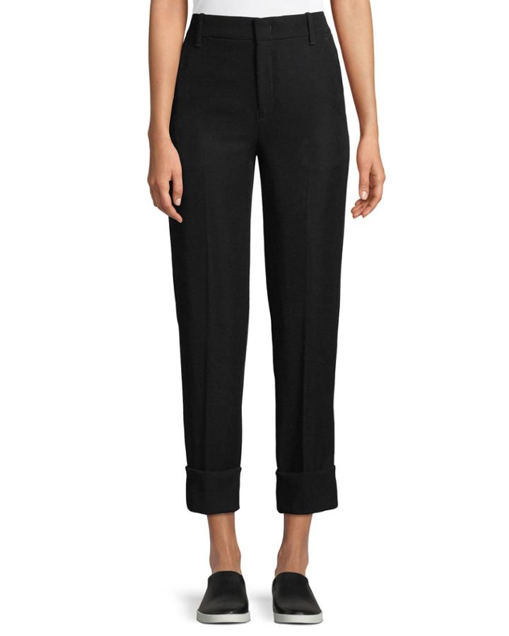 Cuffed Straight-leg Crepe Trousers
