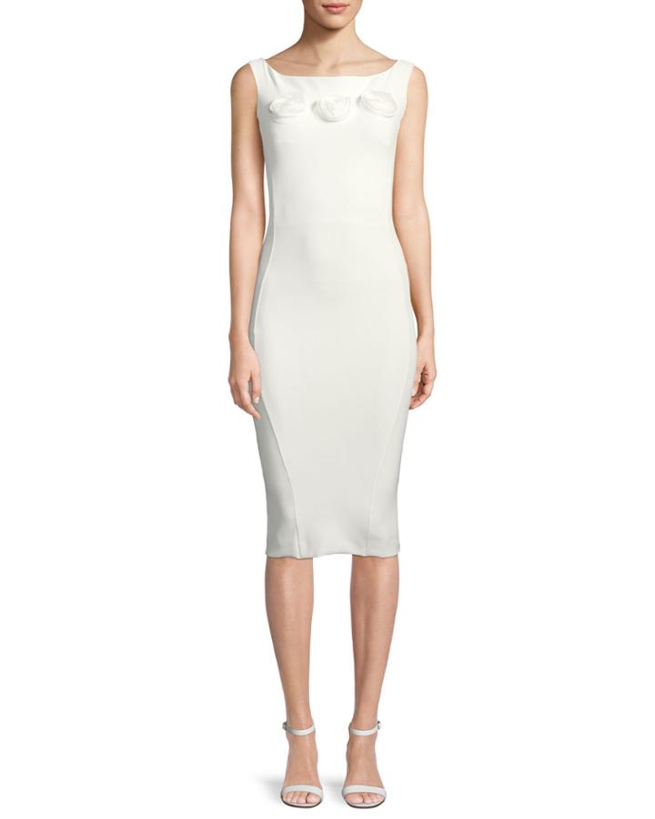 Sissel 3d Rose Bateau-neck Cocktail Dress