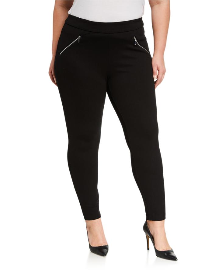 Plus Size Leggings With Pocket & Zippers