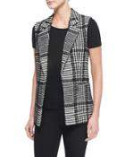 Eldora Houndstooth-patterned Vest, Ivory/black