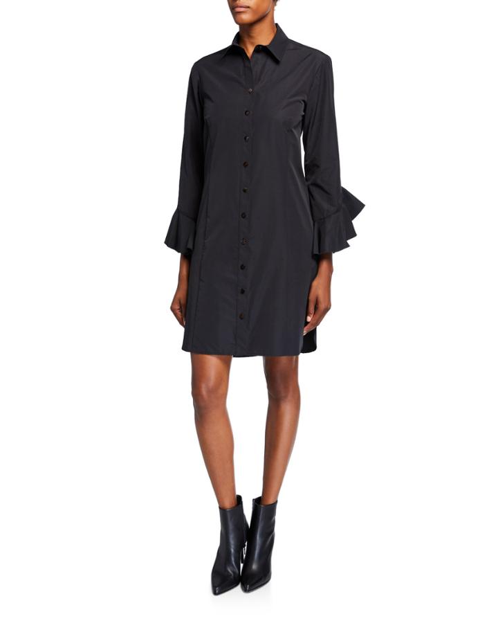 Carmella Ruffle-sleeve Button-front Short