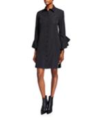 Carmella Ruffle-sleeve Button-front Short