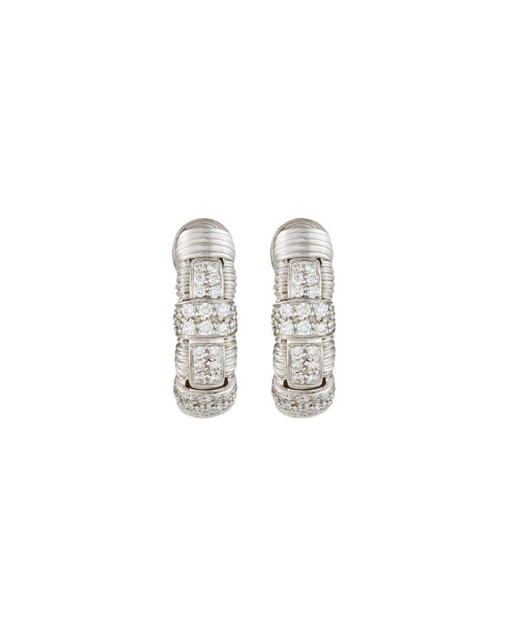 Appassionata 18k White Gold Single-row Diamond Half-hoop Earrings,