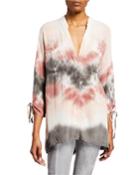 Yorick Chevron Tie-dye High-low Top