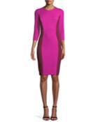 Jewel-neck 3/4-sleeve Colorblock