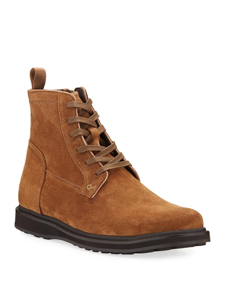 Star Lace-up Suede Zip Boots