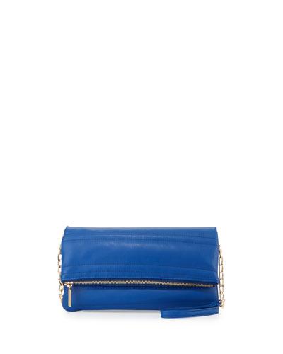 Quilted Fold-over Clutch Bag, Cobalt