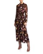 Floral Long-sleeve Fit-&-flare Dress
