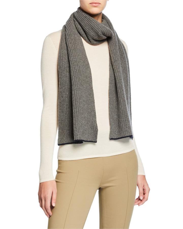 Men's Cashmere Scarf W/ Contrast Trim