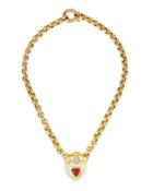 Estate 18k Yellow Gold Tourmaline & Quartz Diamond Necklace