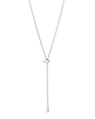 Silver-dipped Marquise Lariat Necklace, White