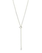Silver-dipped Marquise Lariat Necklace, White