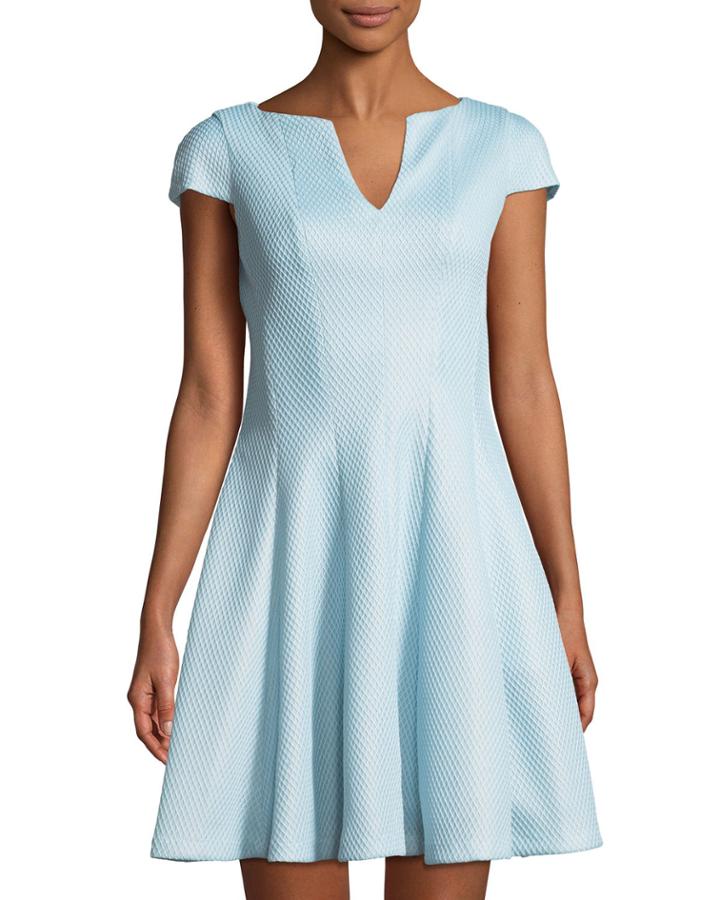 Diamond Jacquard V-neck Dress