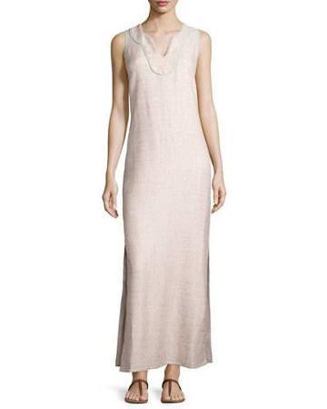 Shimmery Tweed Sleeveless Maxi Dress,