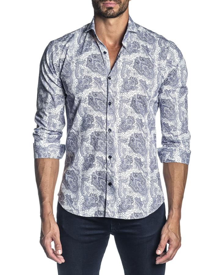 Men's Long-sleeve Scroll Printed