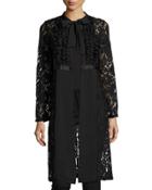 Lace Self-tie Long-sleeve Topper, Black