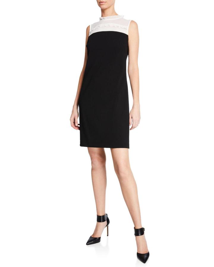 Sleeveless Shift Dress With Sheer
