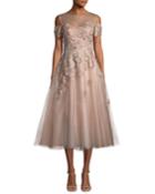 Organza 3d Embellished Illusion Gown