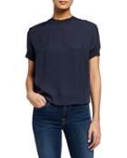 Rib Trim Crewneck Short-sleeve Top